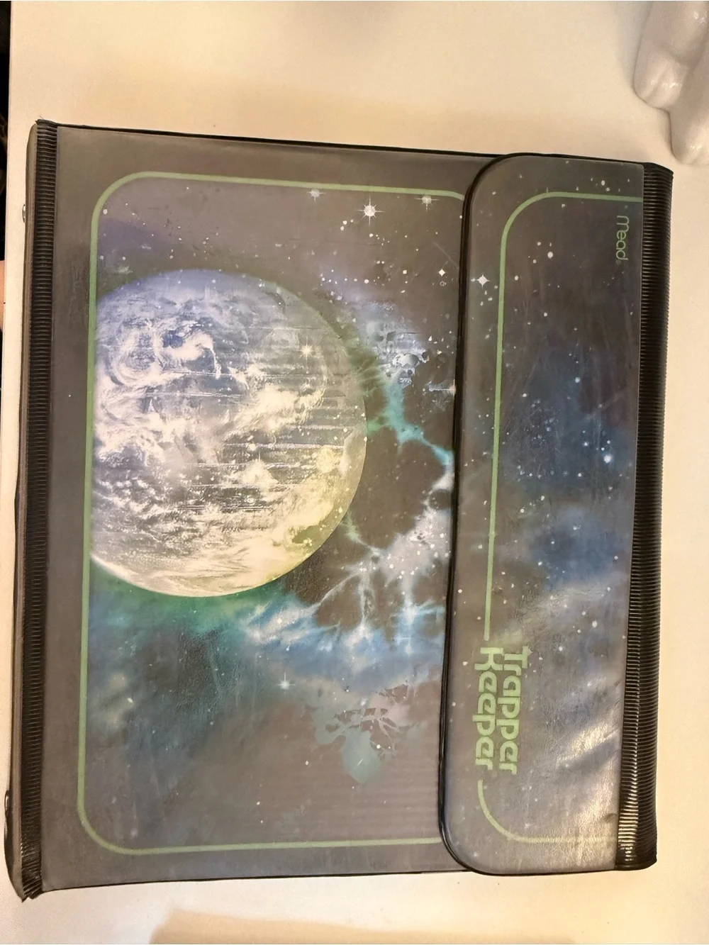 Vintage Trapper Keeper Space Graphic Binder - Blue & Green
